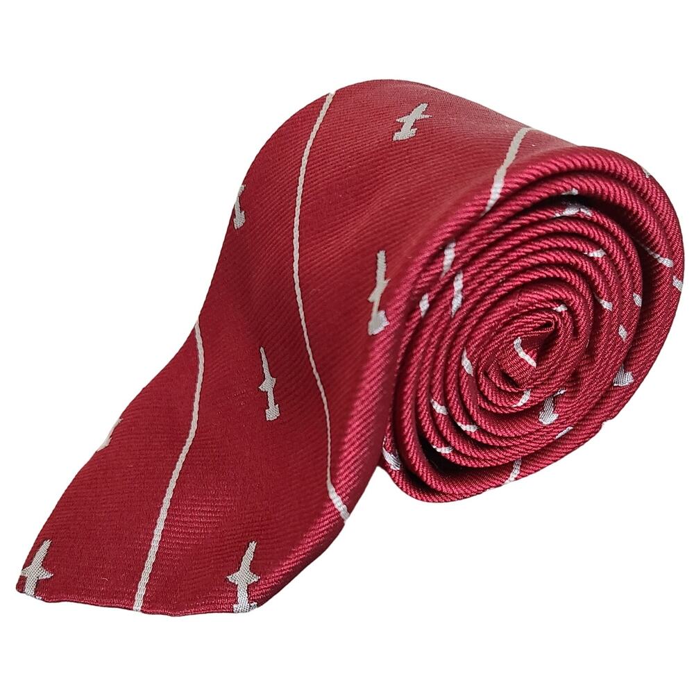 G.P. Harvale Fifth Avenue NY Red Diagonal Stripe Motif Silk Tie USA 52x3.5